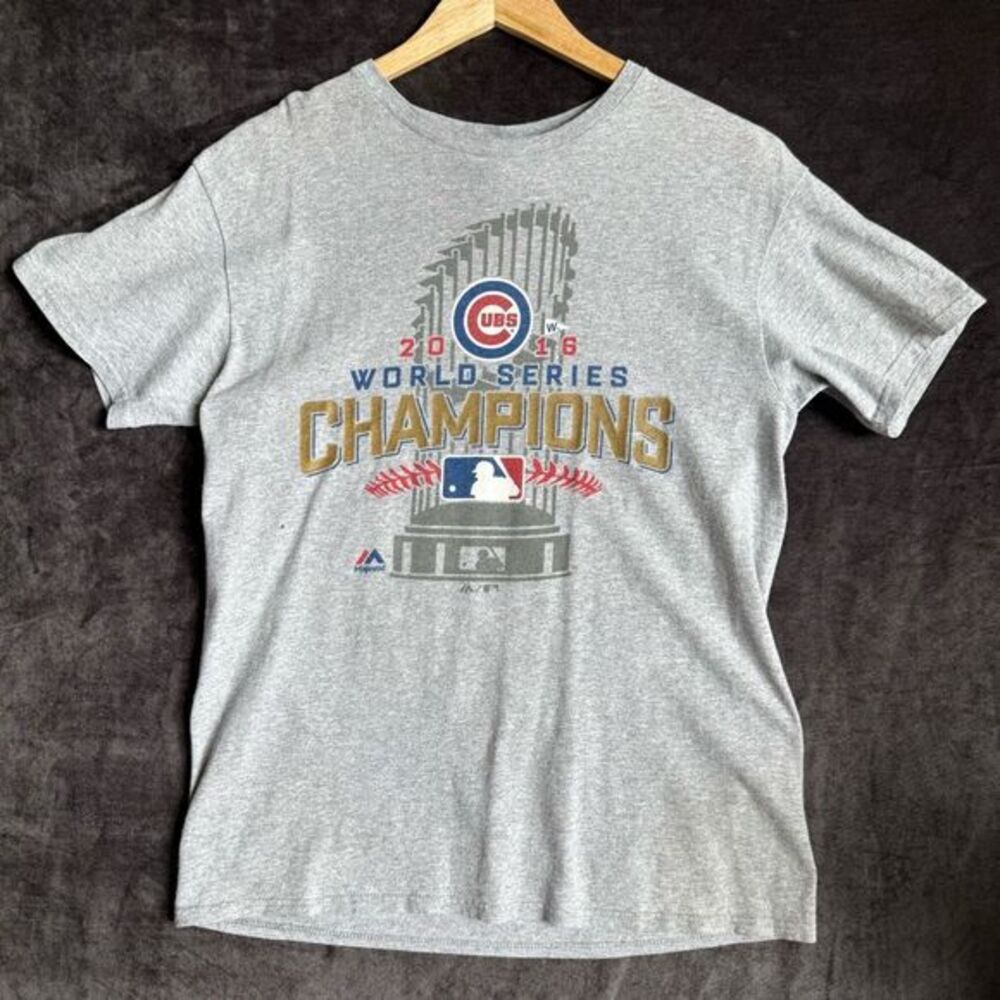 Chicago Cubs 2016 World Series Tee Men's M Gray MLB‎ Delta Collector Shirt